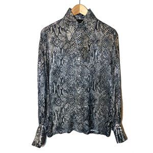 Vintage Snake Skin Patterned Dress Shirt Size Medium